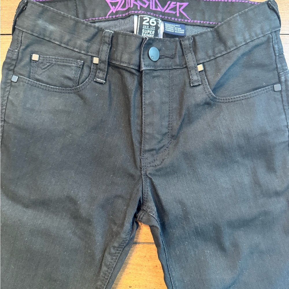 Quiksilver Super Skinny Black Jeans, youth boys size 26.